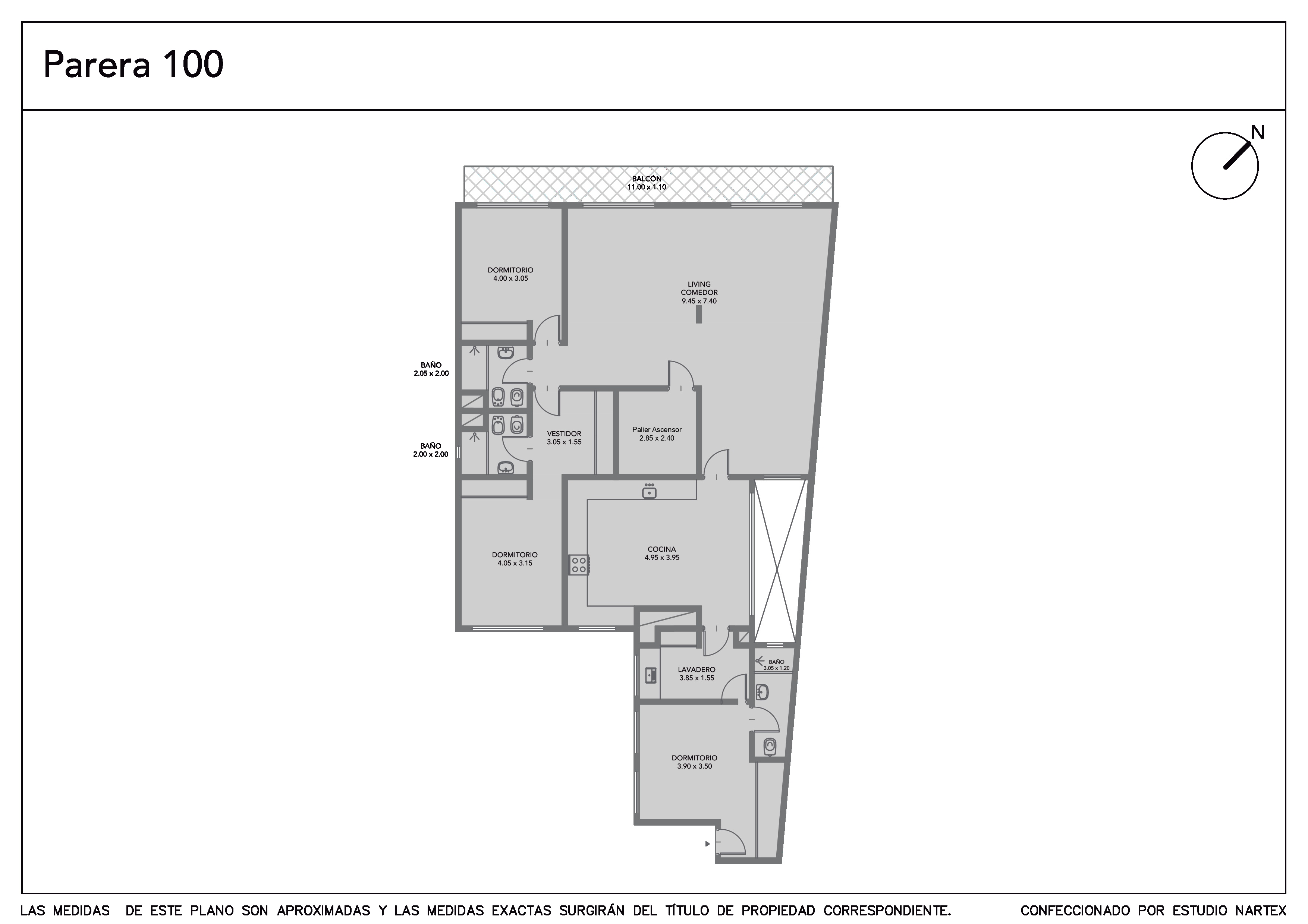 Plano — Semipiso de 165 m² en Parera y Av. Alvear — Recoleta