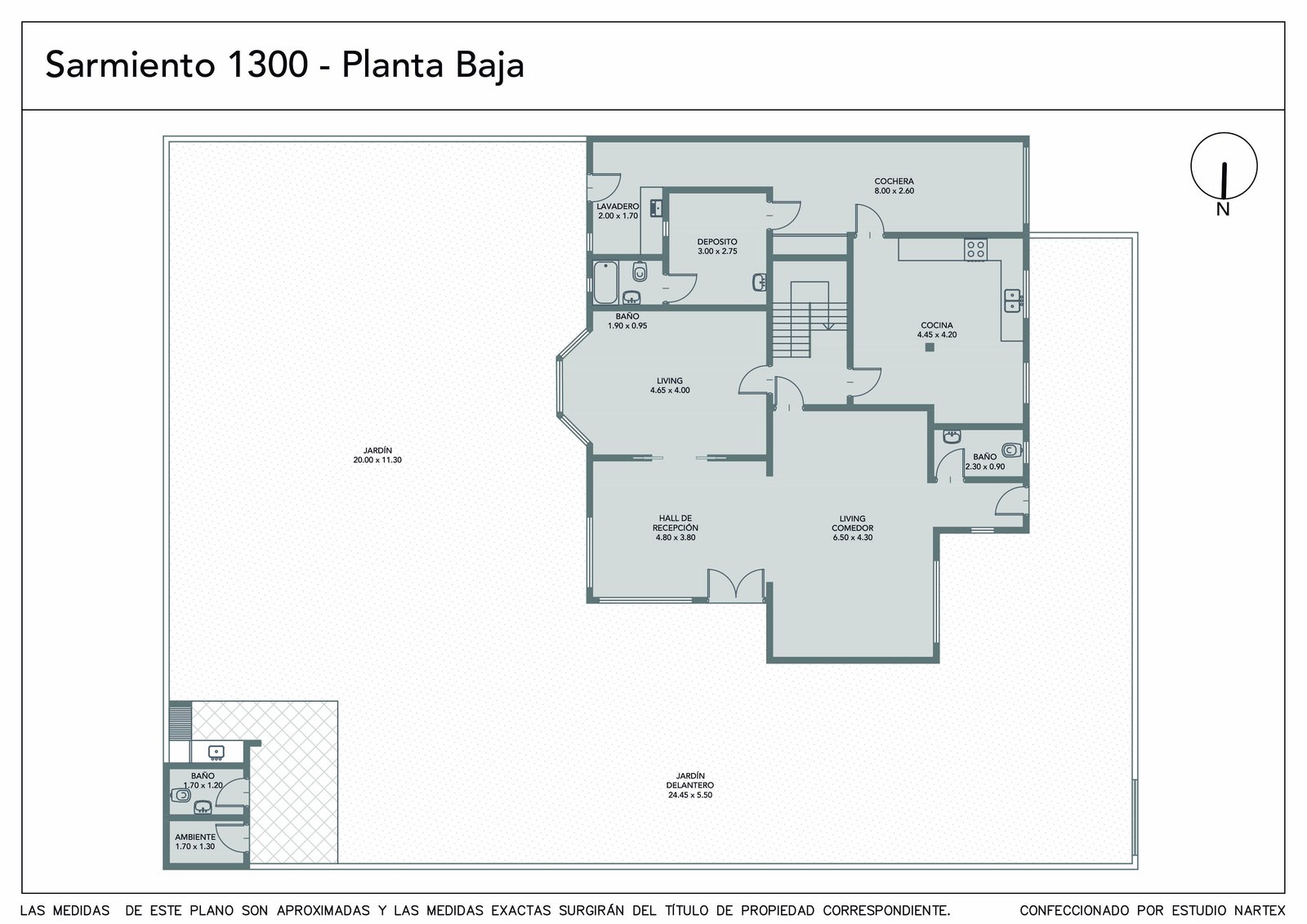Plano — Casa en Martínez Bajo — lote propio de 532 m² con 20 m de frente